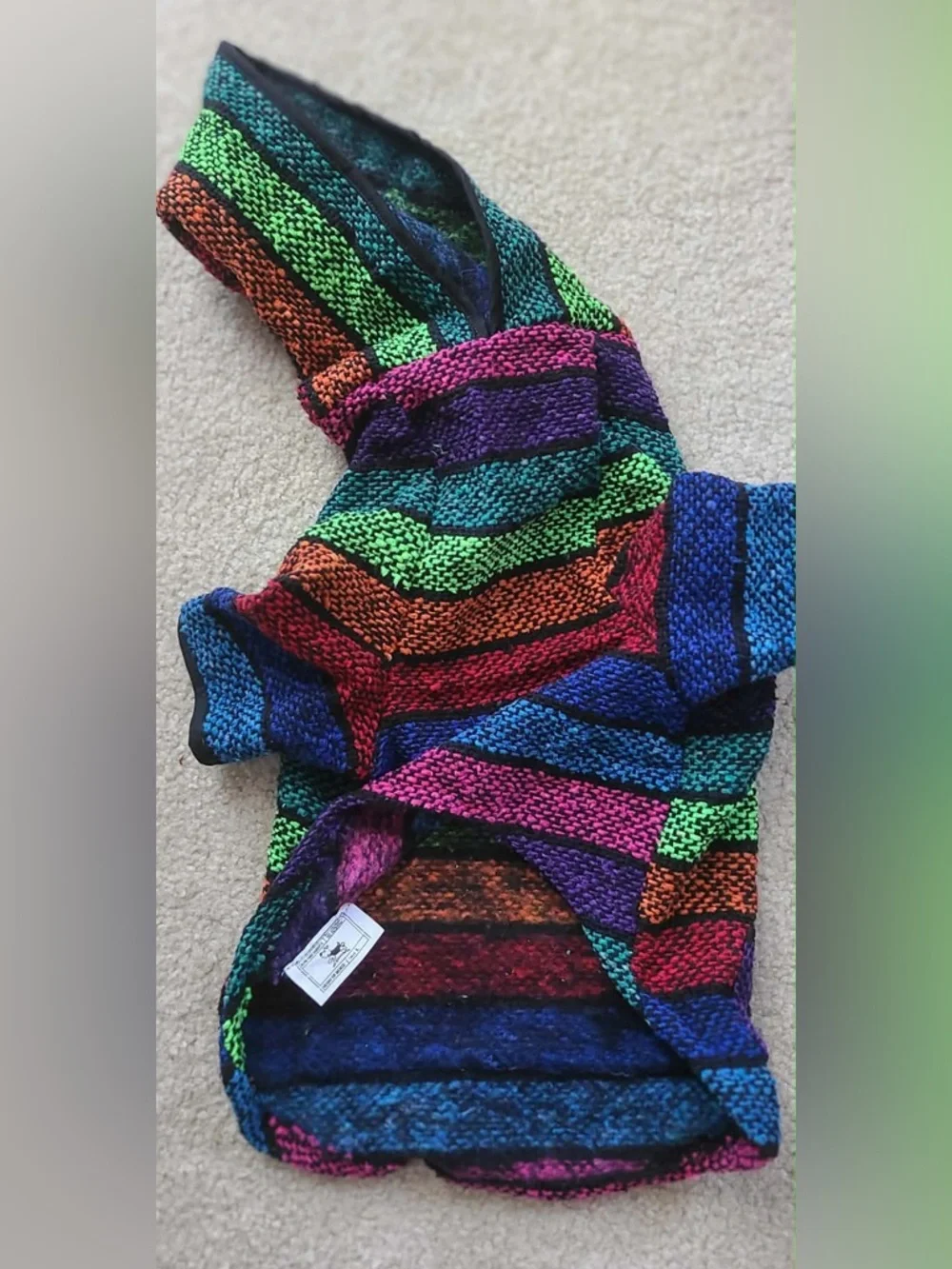 Colorful striped Mexican Jerga Dog sweater  size L